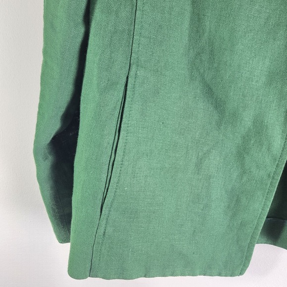 Talbots 100% Irish Linen Open Front Blazer Jacket Women Large Green Light - Picture 12 of 12